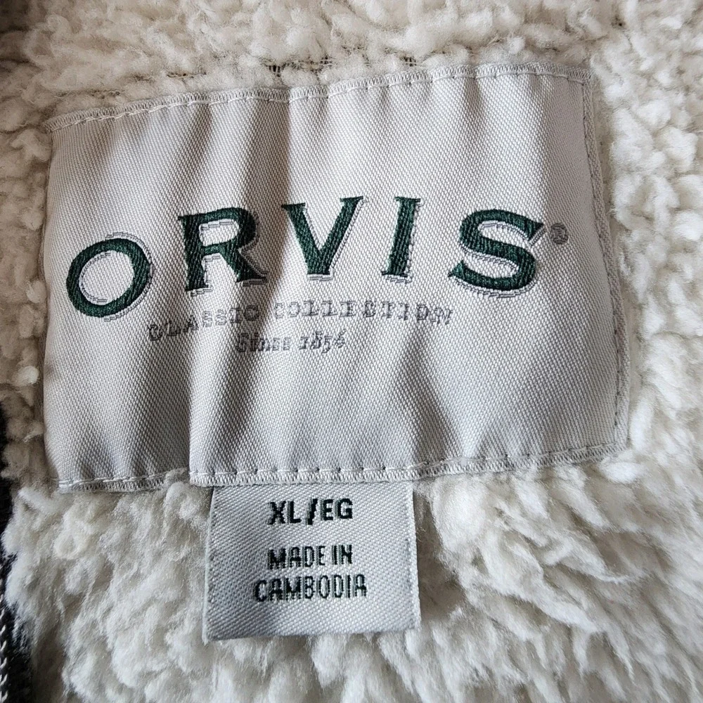 Orvis XL Gray 1/4 Zip Pullover Sherpa Lined Knit Sweater Gorpcore Cabin Outdoor